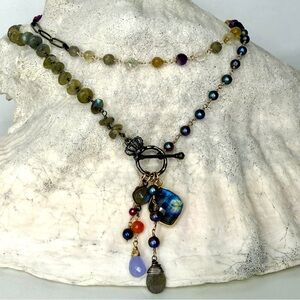 Long Mixed Gemstone Sundance Inspired Necklace